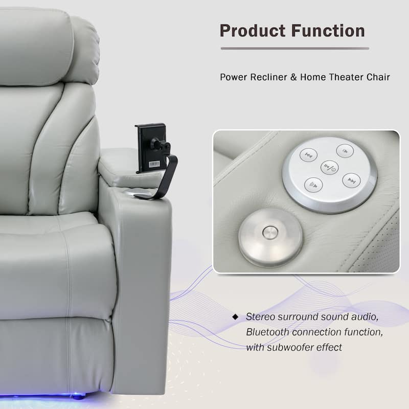 Roomfitters Electric Power Motion Recliner with USB Port, Hidden Arm Storage, Cup Holder, and Bluetooth Speaker