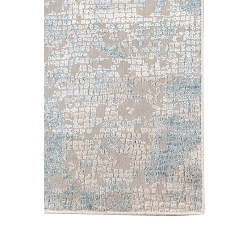 Aspen Modern Grey/Blue Abstract Viscose Area Rug