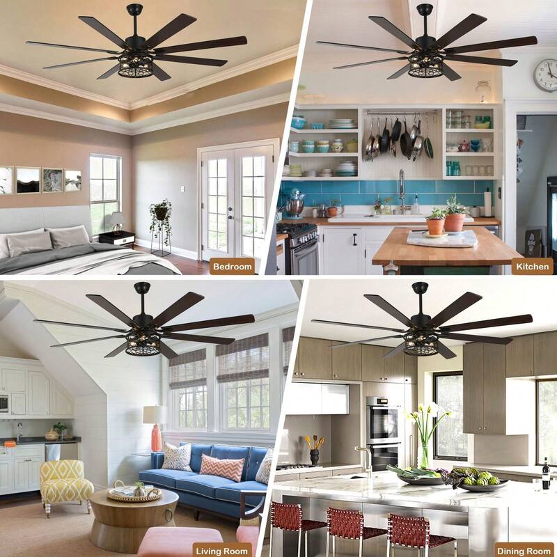Cusp Barn 72in. Industrial Ceiling Fan with Remote, Dual Finish Blades, Modern Silent DC Motor 6 Speeds Reversible Ceiling Fan
