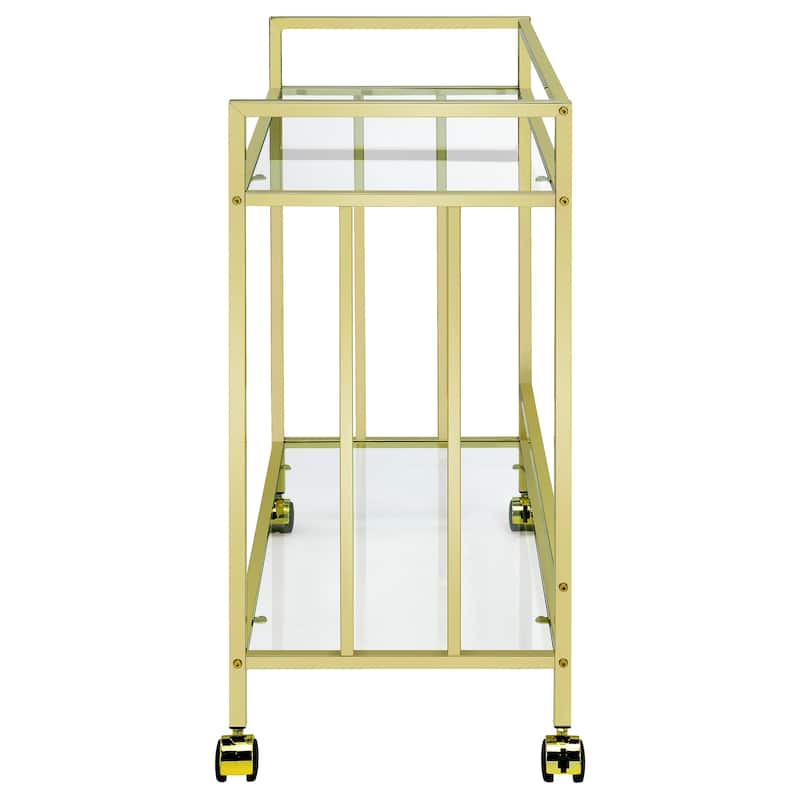 Cara 2-tier Rectangular Glass Shelf Metal Bar Cart