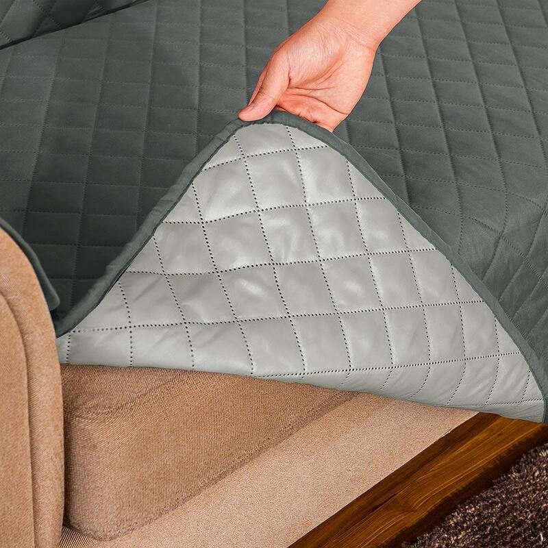 Subrtex Reversible Sofa Slipcover with Elastic Straps Furniture Protector for Pet