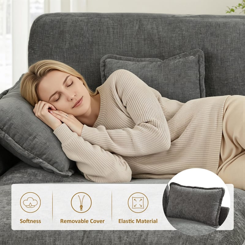 MCombo 111.8'' Modular Sectional Sofa Couch with Reversible Ottoman for Living Room, L Shaped Sofa, FSC Certified