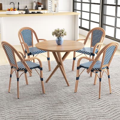 Gymax Outdoor French Bistro Chairs 4 PCS w/ Armrests Galvanized Metal