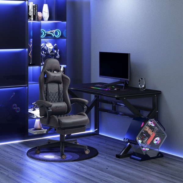 slide 2 of 27, Vinsetto Gaming Chair Racing Style Office Ergonomic Chair Adjustable Height Swivel Recliner High Back PC Computer Desk Chair Brown