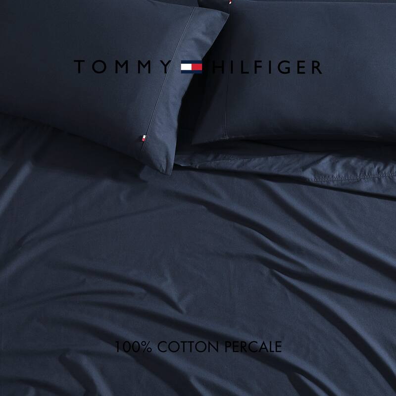 Tommy Hilfiger Solid Percale Cotton Sheet Set