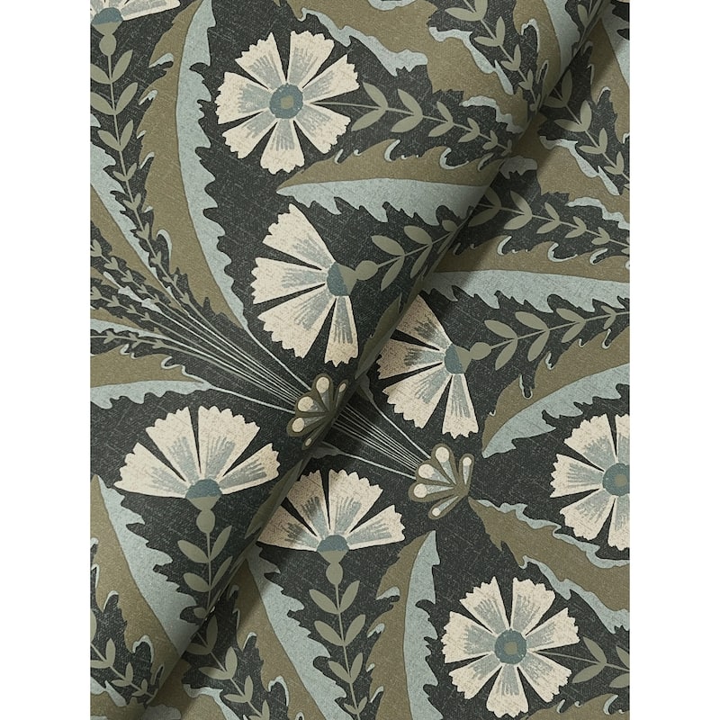 Chesapeake Tap Root Charcoal Floral Damask Wallpaper