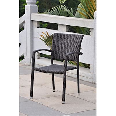 Dining Chair with Wicker- Resin Wicker Square Back - Indoor Outdoor Patio Furniture - 32