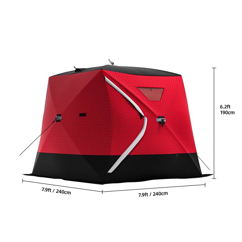 3-Layer Insulated Pop-up Canopy Portable Ice Shelter Ice Fishing Tent with 2 Doors and Carrying Bag