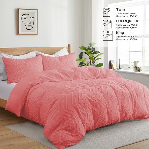 Tufted Clipped Jacquard Geometric Oversized Duvet Cover