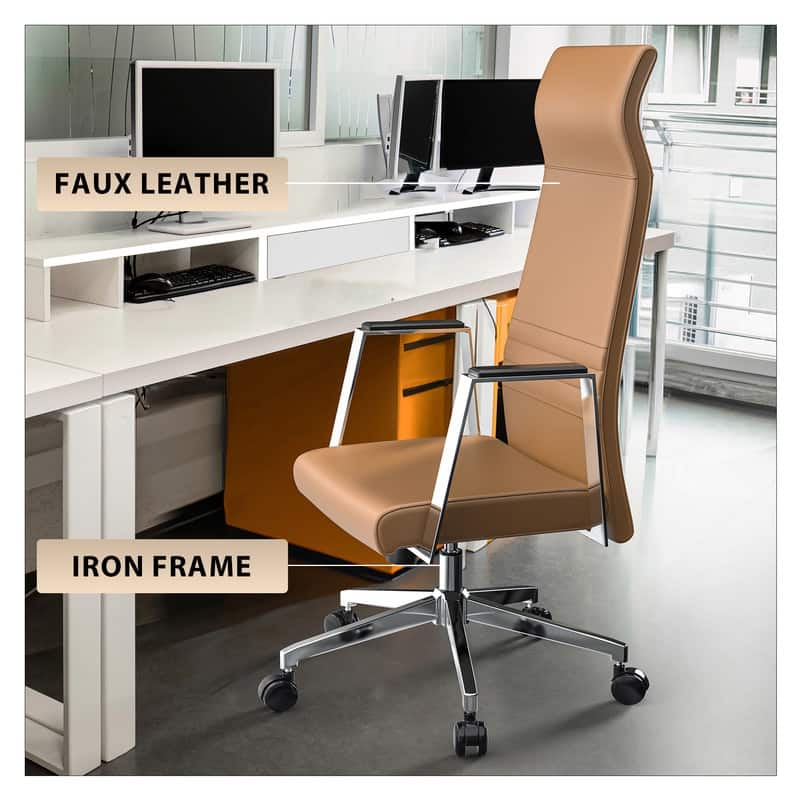 LeisureMod Aleen High-Back Office Chair with Swivel and Tilt