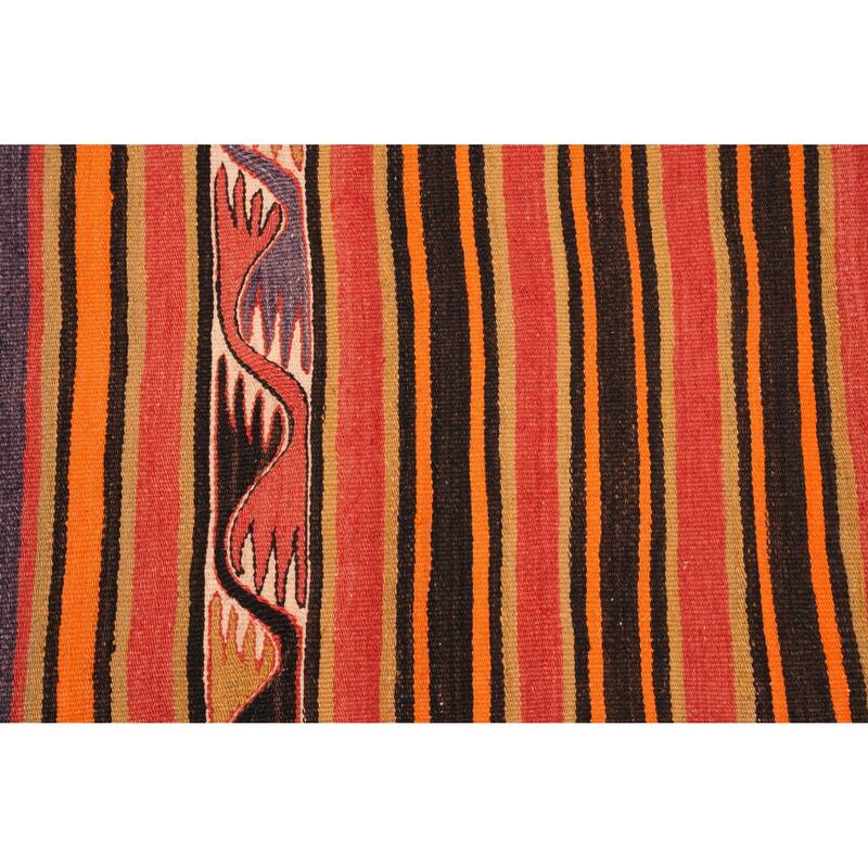 Hand Woven Oriental 100% Wool Carpet Southwestern Tribal Oranges & Rust Kilim Area Rug - 8' 11'' X 4' 6''