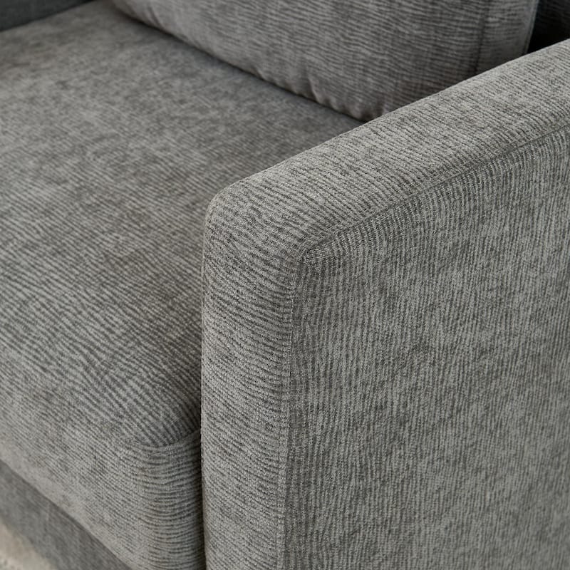 Gray 31.49" Chenille Arm Chair with Wood Frame