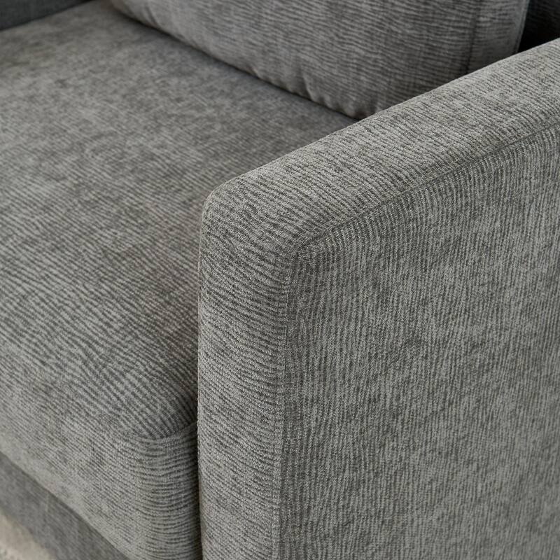 Modern Chenille Upholstered Accent Chair with Solid Wood Frame