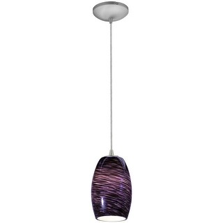 Access Lighting Chianti Steel Integrated LED Cord Pendant, Purple Swirl Shade