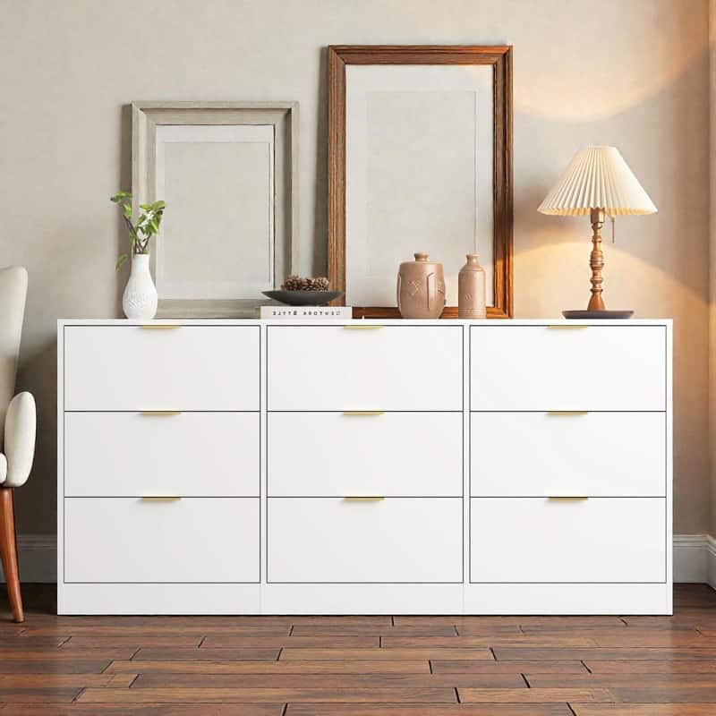 9-Drawer Modern Dresser with Handle-Free Design, Wood Storage Chest for Bedroom or Entryway