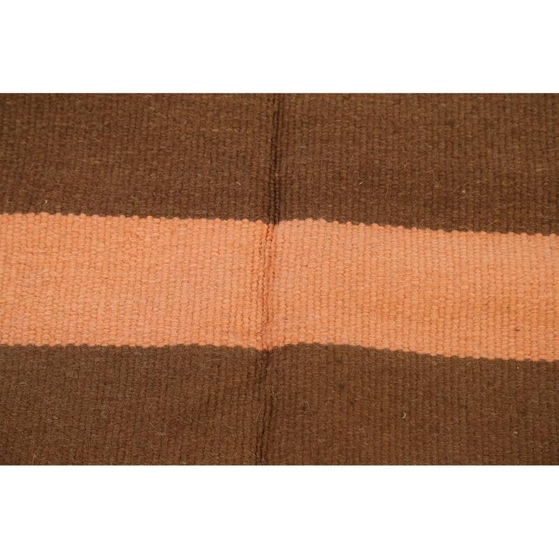 Stripe Modern Kilim Oriental Wool Area Rug Hand-woven Bedroom Carpet - 6'1" x 8'8"