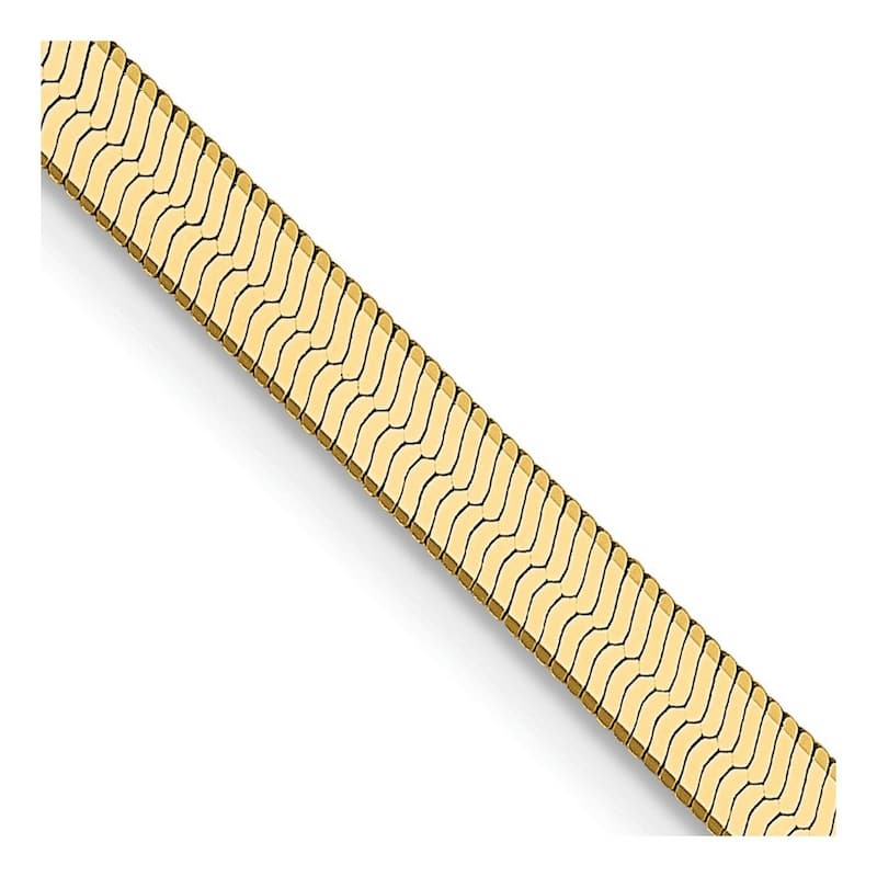 Curata 14k Yellow Gold Solid Polished Lobster Claw Closure 3.0mm Silky Herringbone Chain Bracelet - 7 Inch - Lobster Claw