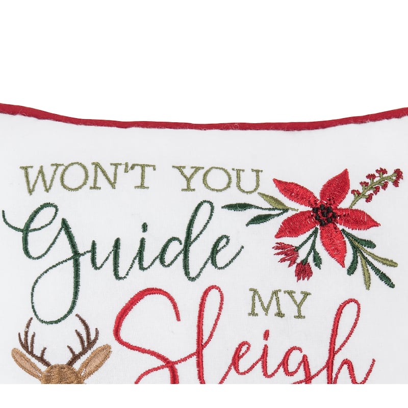 Guide My Sleigh Small Christmas Accent Pillow, 10" x 10"