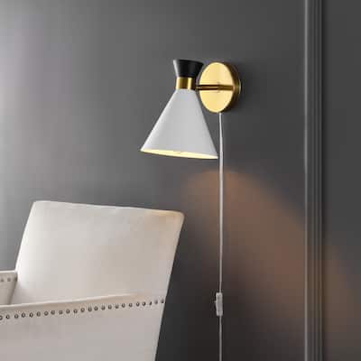 SAFAVIEH Lighting Jordie Modern 8-inch Cone Shade Wall Sconce (LED Bulbs Included) - 8 in. W x 8.3 in. D x 9.3 in. H