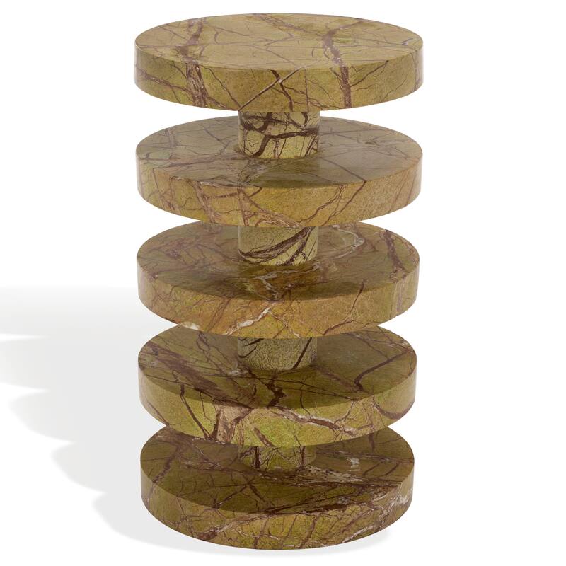 SAFAVIEH Couture Danny Round Marble Accent Table, Fully Assembled - 14"W x 14"D x 24"H