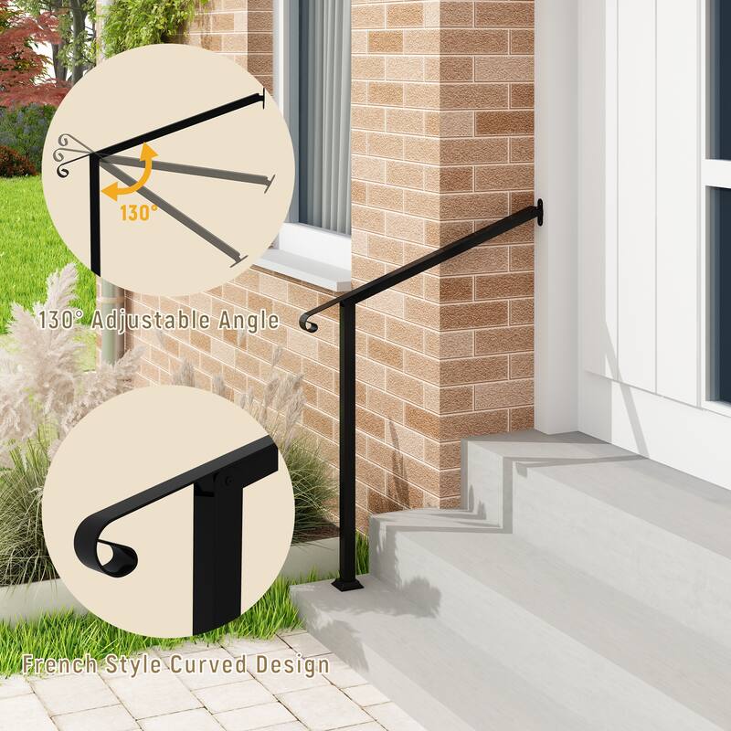 Iron Handrail Elegant Outdoor Rail for Stairs, Porches, and Walkways