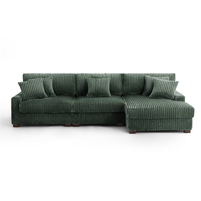UIXE Upholstered Plush Velvet L Shaped Couch Modular Sofa