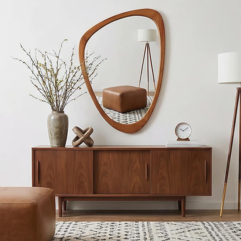 Irregular Solid Wood Frame Decorative Mirror