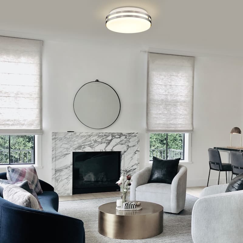 Flush Mount Ceiling Light with Frosted Glass Shade - N/A