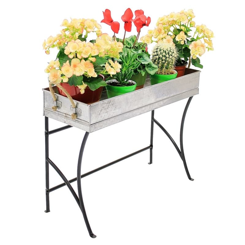 Achla Designs Stylish Trestle Indoor Outdoor Plant Stand, 22 Inch Tall, Black Powder Coat Finish