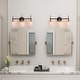 preview thumbnail 4 of 7, 3-Light Modern Bathroom Vanity Lights Black Gold Wall Sconces with Cylinder Glass - 19.5" L x 6" W x 11" H