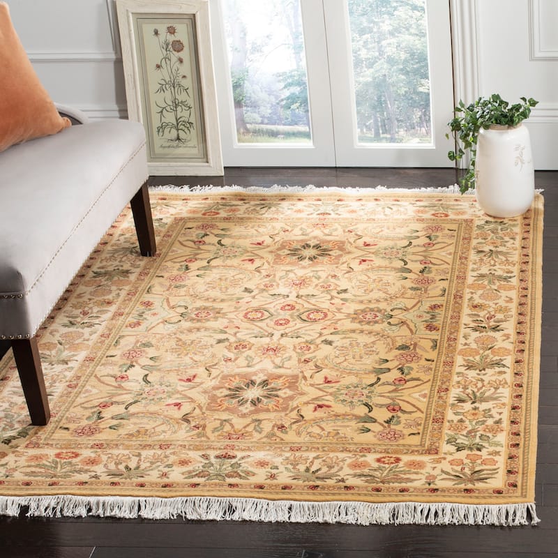 SAFAVIEH Couture Hand-knotted Versailles Nantkea Traditional Oriental Silk Rug - 6' x 9' - Creme