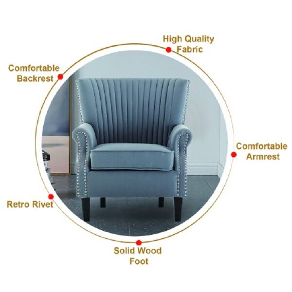 Accent Chair, Living Room Wingback Chair, Tufted Armchair with Padded