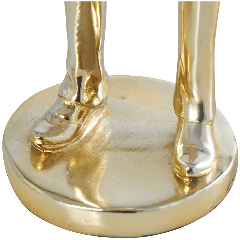Gold Resin Musician Decorative Sculpture with Accordion and Saxophone (Set of 2)