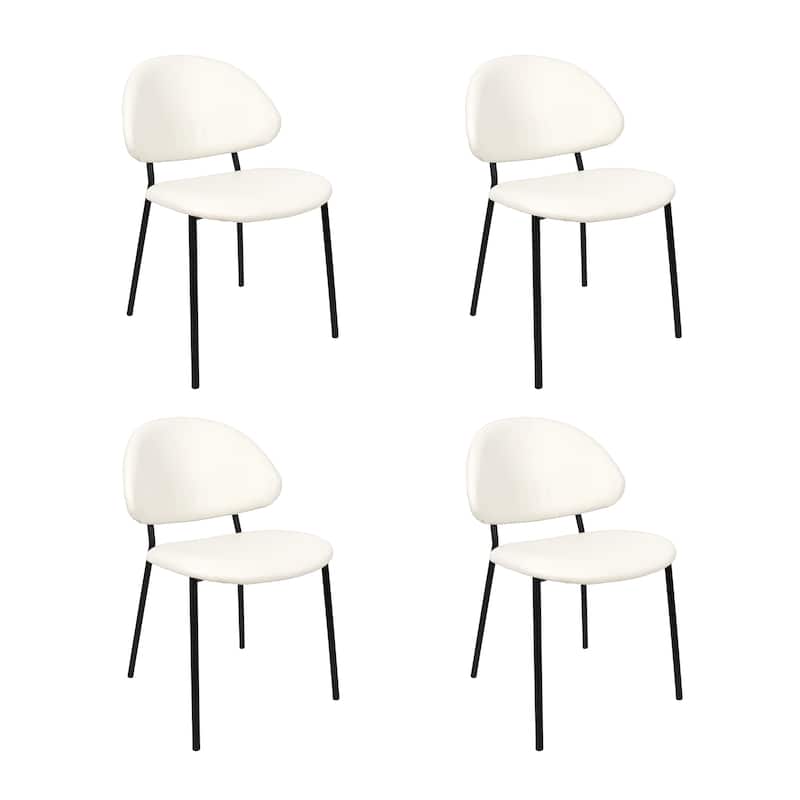 Manhattan Comfort Haven Vegan Leather Metal Side Chair - Set of 4