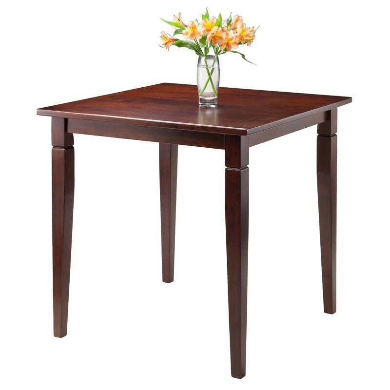 29.5" routed antique walnut finish dining table with tapered leg