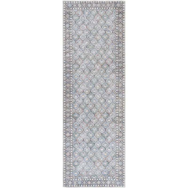 Livabliss Traditional Vinny Diamond Washable Area Rug - 2'7" x 7'10" - Sage