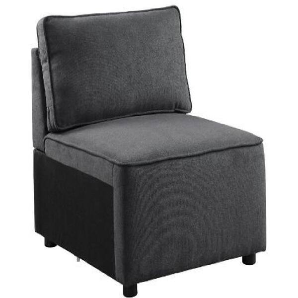 Armless Chair with Pocket Coil Seating and Pillow Back Gray 28 L x 33 W x 29 H Inches Bed