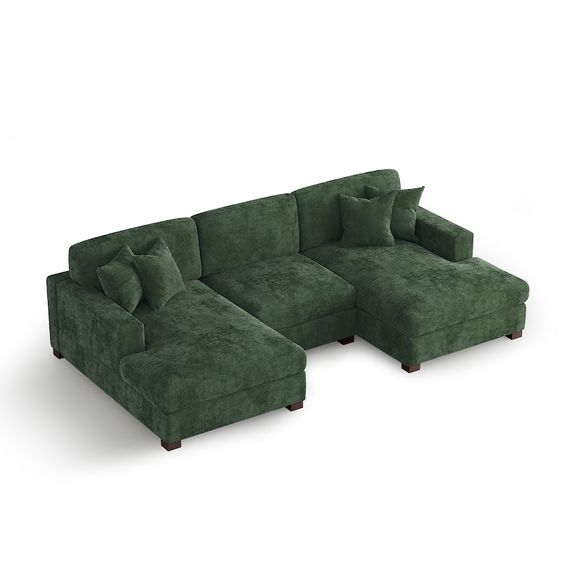 Modern Upholstered Chenille Modular Sectional Sofa with 2 Chaise