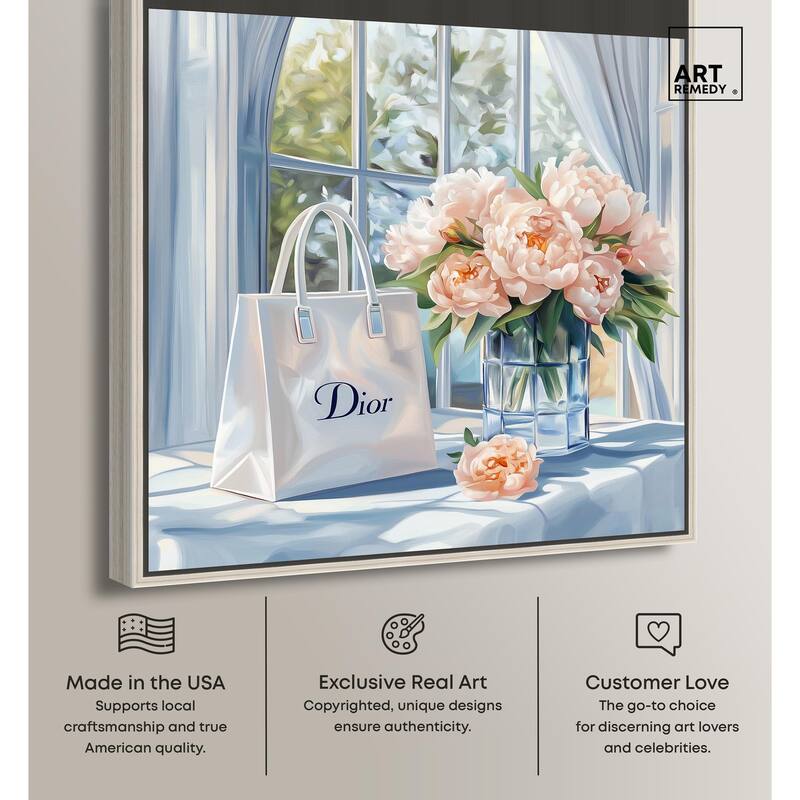 Bag and Peonies Canvas by Art Remedy