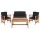 preview thumbnail 78 of 117, SAFAVIEH Fontana 4-piece Acacia Solid Wood Outdoor Conversation Patio Set
