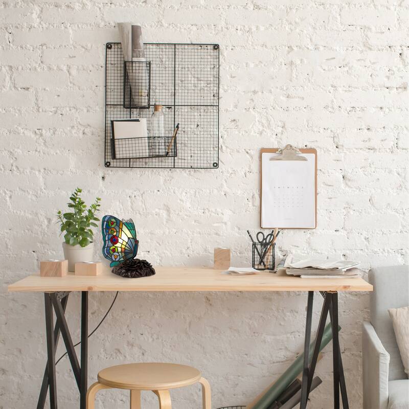 Lavish Home Tiffany Stained-Glass Butterfly Nightlight/Accent Lamp