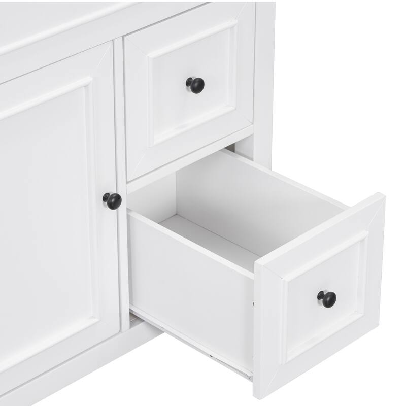 30'' Solid Wood Bathroom Vanity with Cabinet, 2 Drawers, and Ceramic Sink