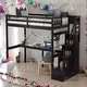 preview thumbnail 1 of 11, Twin Size Loft Bed With Storage Staircase And Built-in Desk for Home Espresso