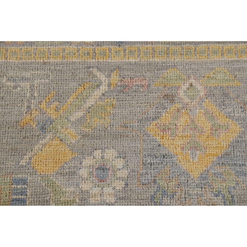 Hand Knotted Oriental 100% Wool Carpet Transitional All-Over Navy Blue & Blues Oushak Area Rug - 9' 9'' X 8' 2''