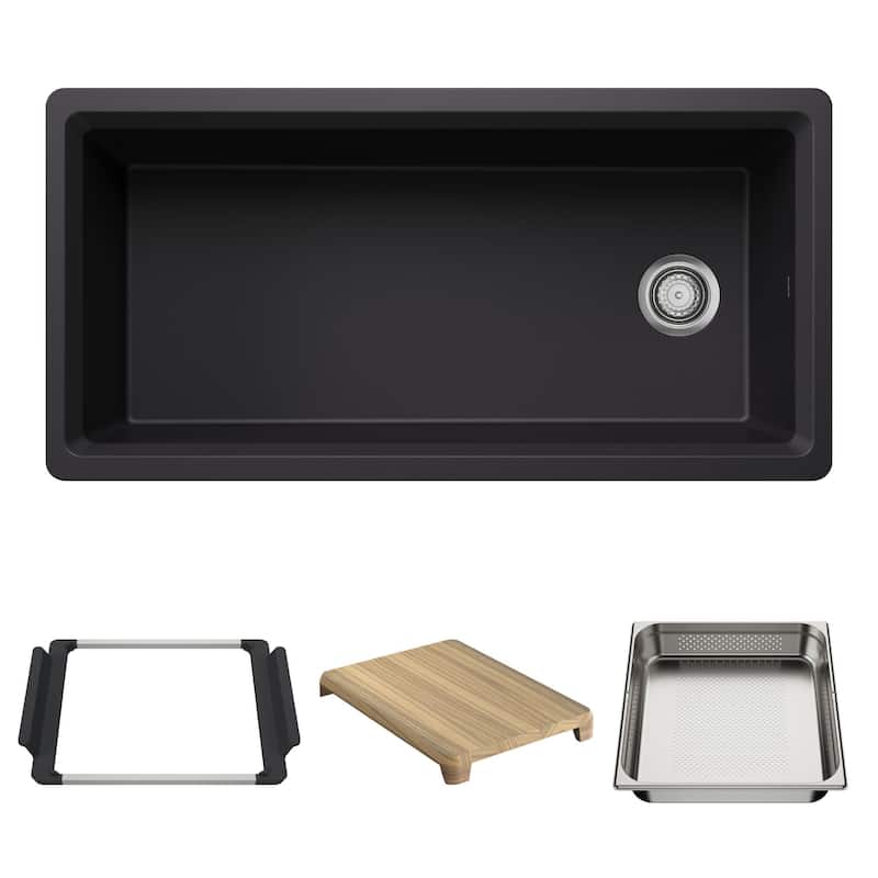 Blanco 443322 Inteos 39" Undermount Single Basin Granite Composite - Coal Black