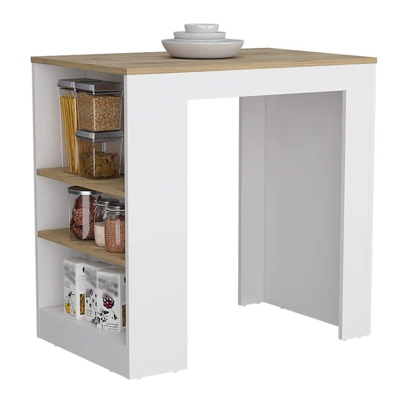 Wooden Kitchen Island with Storage Base - Stationary - White - Wood