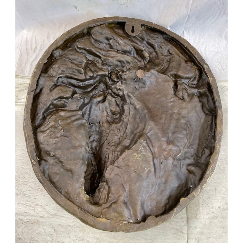 Horse Head Portrait Wall Art Hanging Bronze Sculpture Plaque 16 Inches X 16 Inches