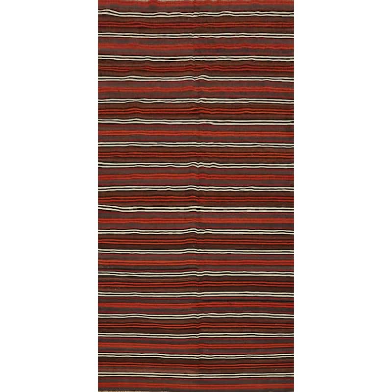 Hand Woven Oriental 100% Wool Carpet Southwestern Geometric Multi-Colored Kilim Area Rug - 11' 5'' X 4' 11''