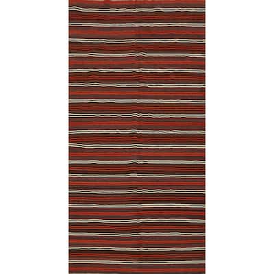 Hand Woven Oriental 100% Wool Carpet Southwestern Geometric Multi-Colored Kilim Area Rug - 11' 5'' X 4' 11''