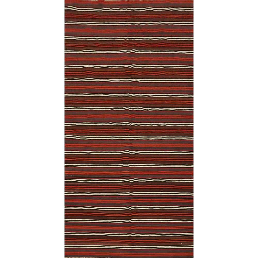 Hand Woven Oriental 100% Wool Carpet Southwestern Geometric Multi-Colored Kilim Area Rug - 11' 5'' X 4' 11''